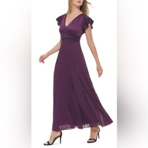 Elegant DKNY Purple Formal Silk Pleated Dress